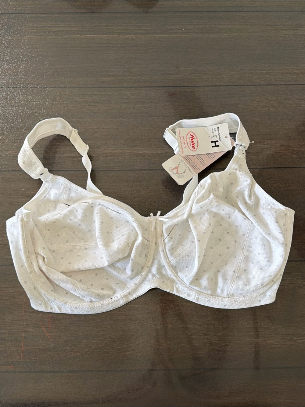 Anita Maternity Miss Cotton Nursing Bra Pearl White 42H NWT